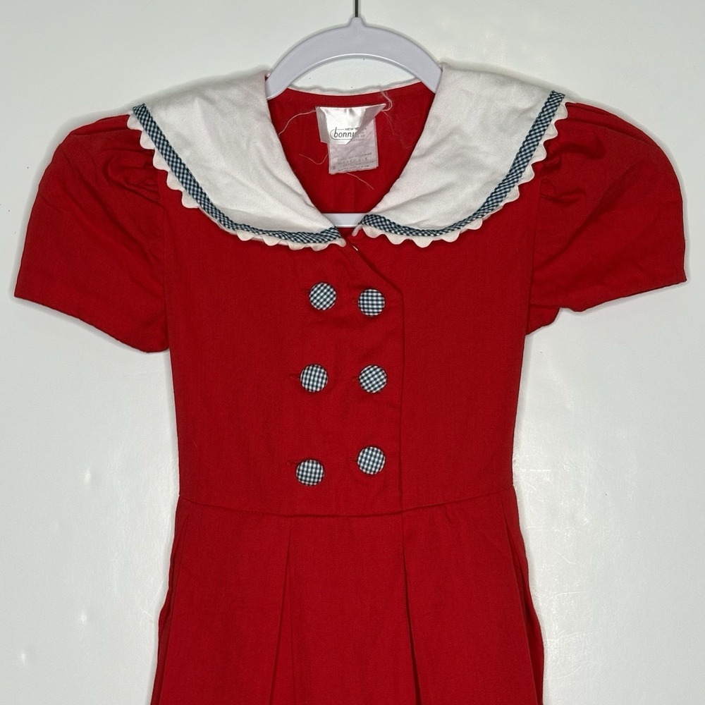 Vintage Bonnie Jean Girls Red Sailor Dress 8